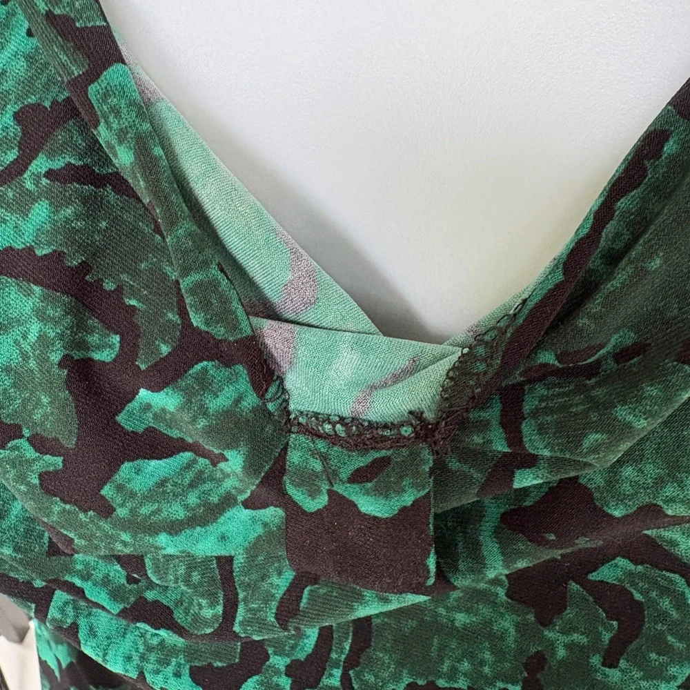 Ralph Lauren Stretch Bodycon Ruched Scoop Black Teal Floral Sheath Midi Dress - Picture 6 of 11